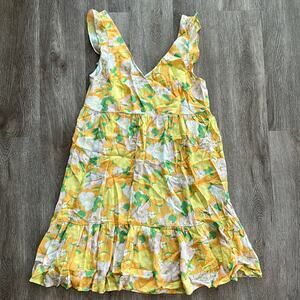 Sanctuary Carefree V-Neck Babydoll Dress Yellow Floral Size XS